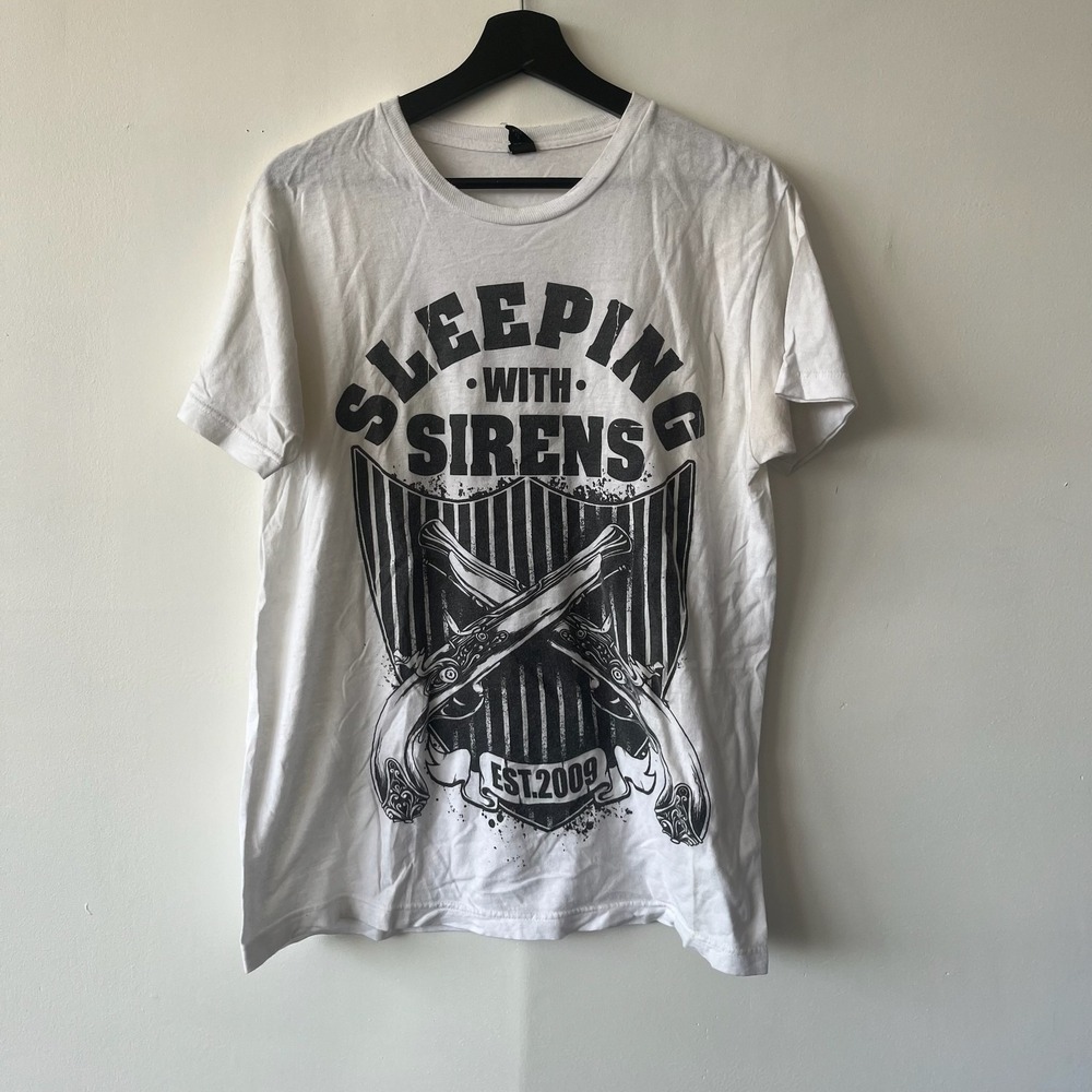 Vintage Sleeping With Sirens Shirt Small White EST 2009‎ Band Tee Graphic Rock
